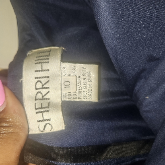 Sherri Hill Silver Blue Ruched Strapless Prom Gown - Picture 8 of 8